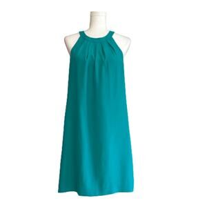 J. Crew Factory Dress Teal Halter Sleeveless Open Wrap Back Shift Size 6 NEW